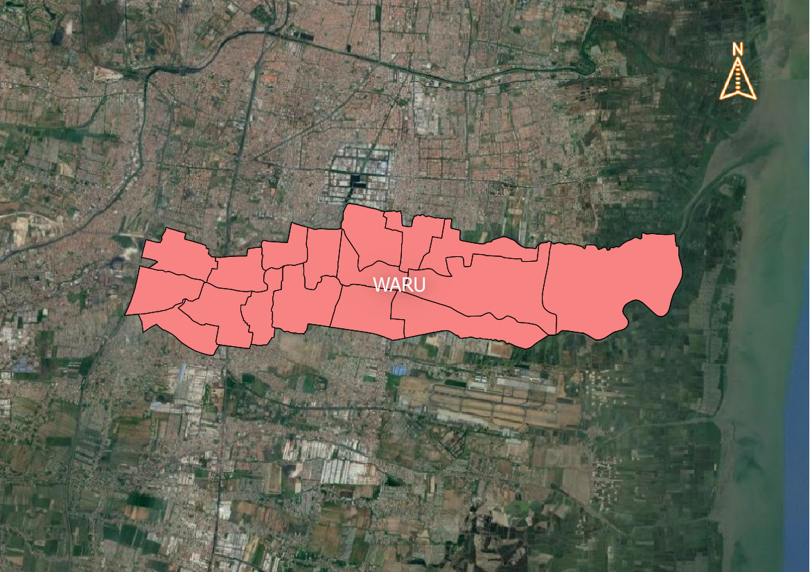 Peta Batas Wilayah Kecamatan Waru